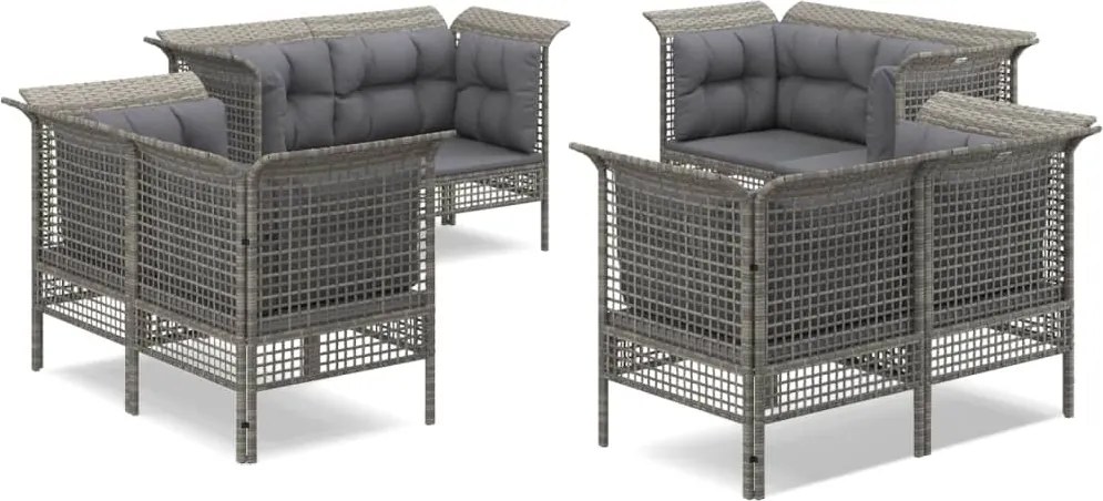 vidaXL 8 részes szürke polyrattan kerti ülőgarnitúra párnákkal