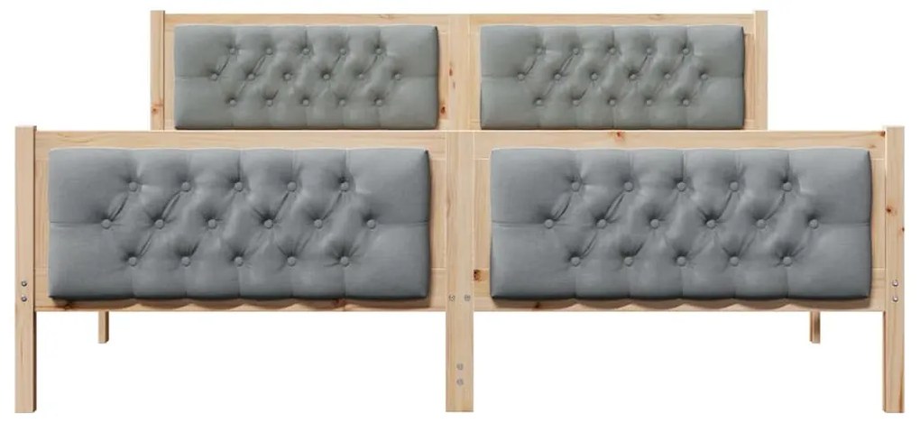 Ágykeret fejtámlával Világosszürke 180 x 200 cm Tömör fenyőfa