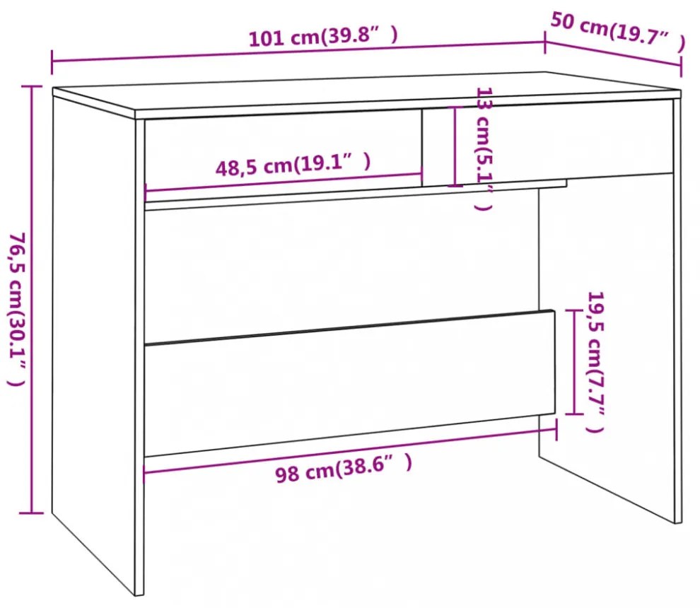 betonszürke szerelt fa íróasztal 101x50x76,5 cm