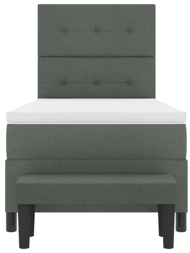 Box Spring Ágy Matraccal és Padlóval Sötét Szürke 90x200 cm Textil