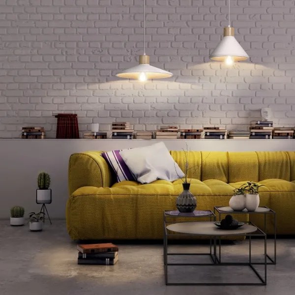 Ledvance - Csillár zsinóron DECOR PLASTER 1xE27/25W/230V átm. 32 cm vakolat fehér