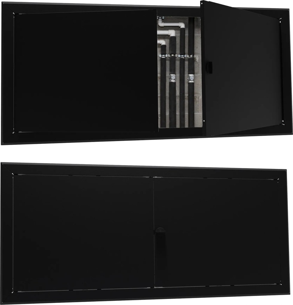 Revíziós ajtó fém fekete Víz Kan Gáz Co 100x40