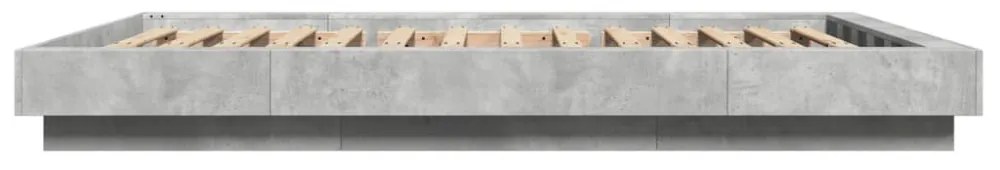 betonszürke szerelt fa ágykeret LED-del 135 x 190 cm