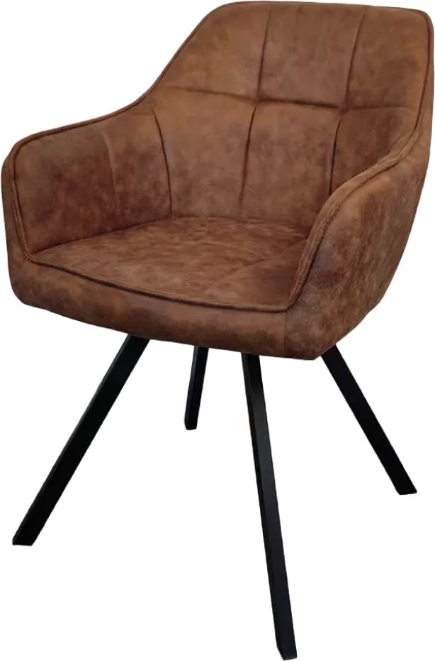 Forgó étkezőszék, sötétbarna szövet csiszolt bőr hatással, SAMANTA