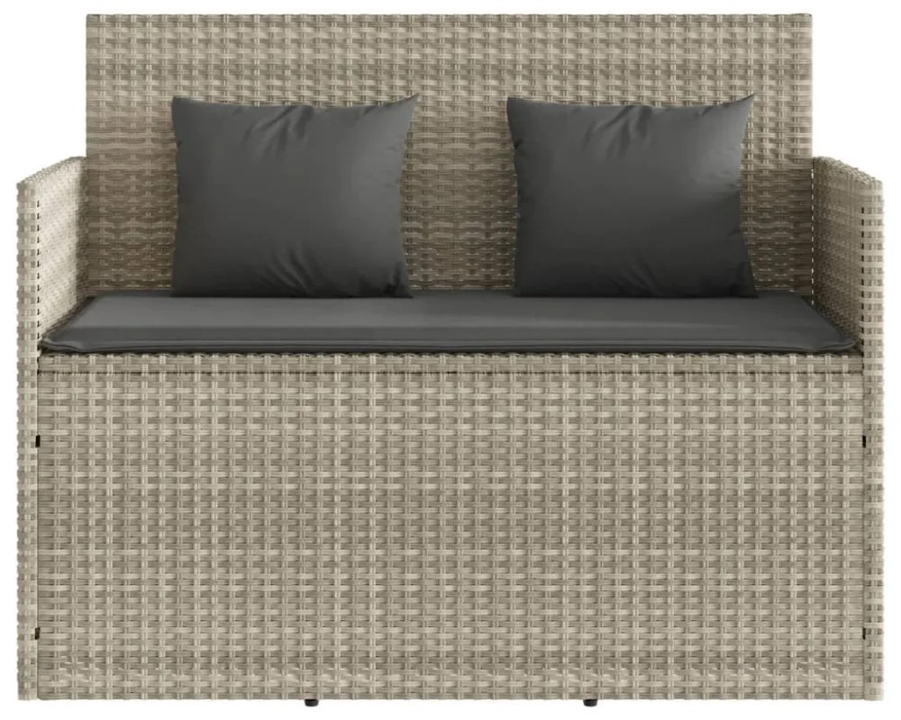 világosszürke polyrattan kerti pad párnákkal