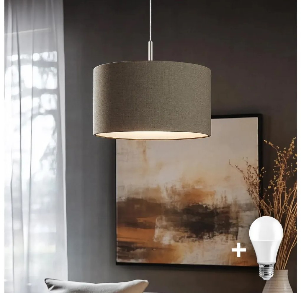 Eglo - LED Csillár zsinóron TUNJA 1xE27/60W/230V taupe