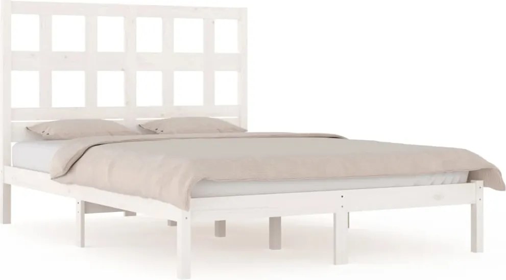 vidaXL fehér tömör fenyőfa ágy matrac nélkül 200 x 200 cm