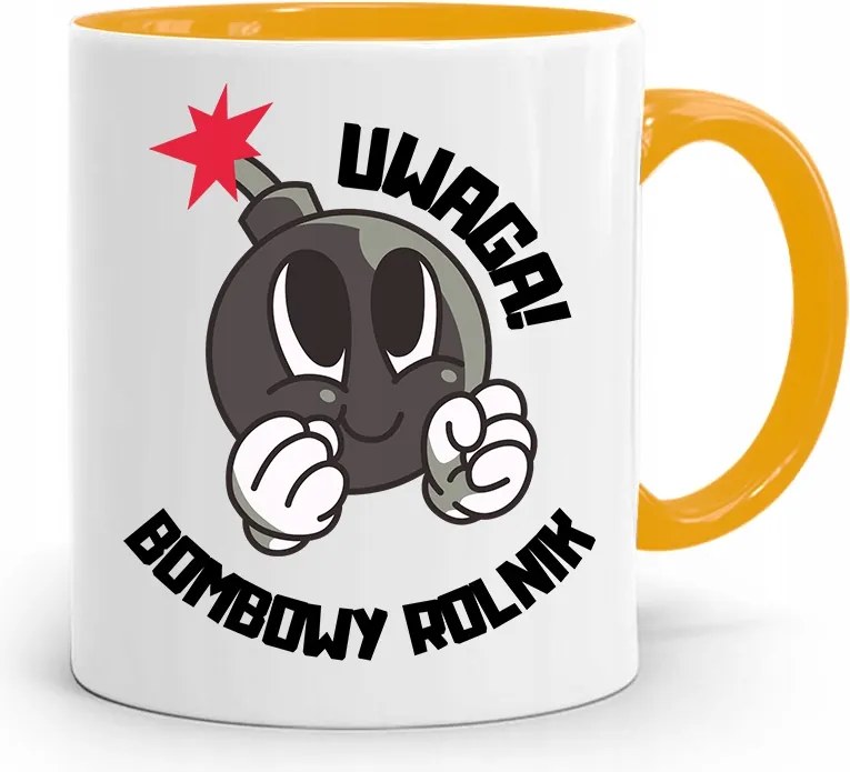 Gazdálkodóknak Sárga Bögre Figyelem! Bomba Gazdálkodó fényképes nyomtatással