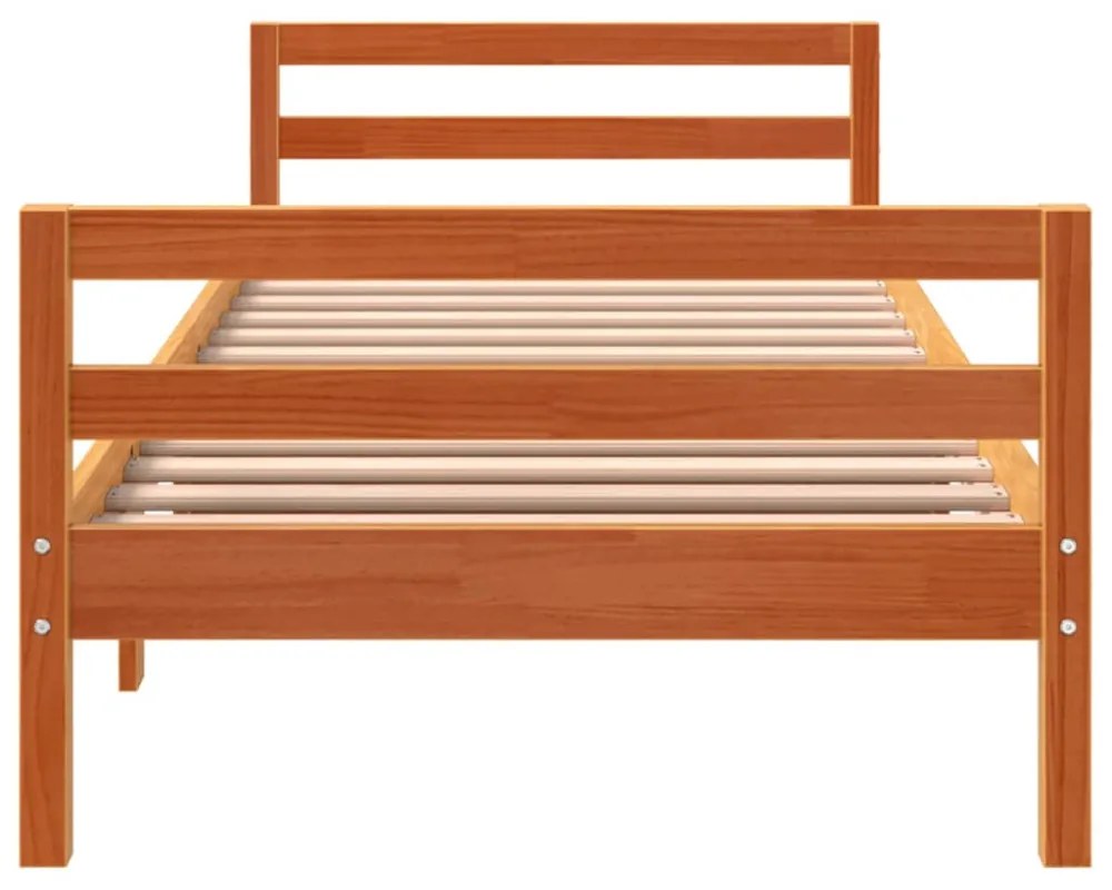 viaszbarna tömör fenyő ágykeret matrac nélkül 80x200 cm