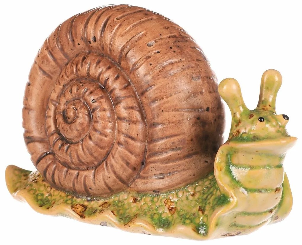 Kerti dekoráció Csiga világosbarna, 16 x 7 x 10cm, kerámia
