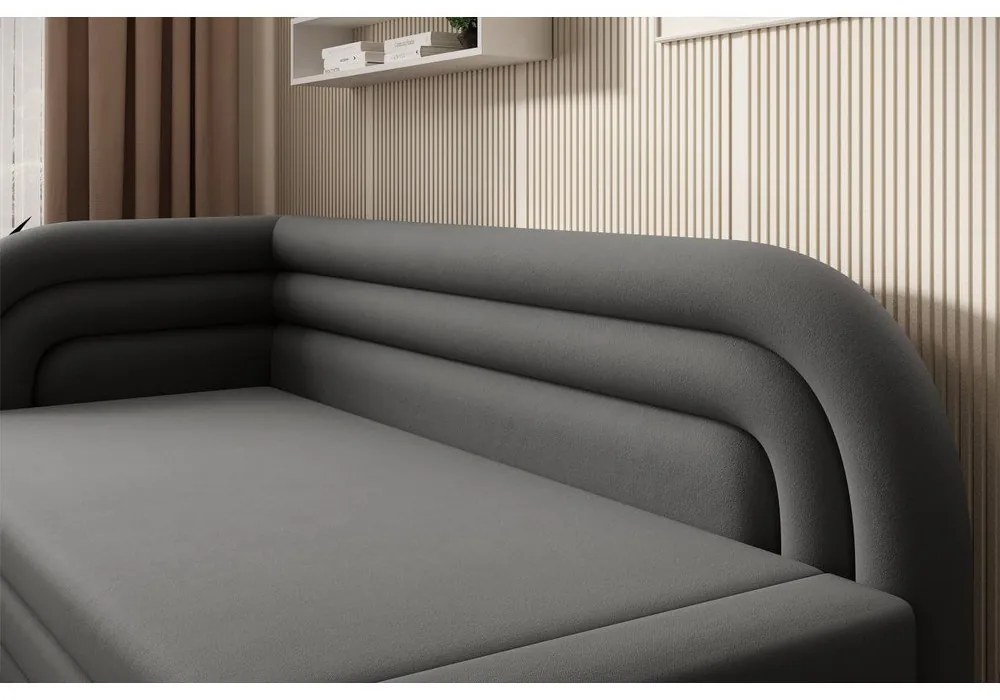 Szürkésbarna bársony kinyitható-tárolóhelyes kanapé bal oldali 223 cm Fabillo – ELTAP