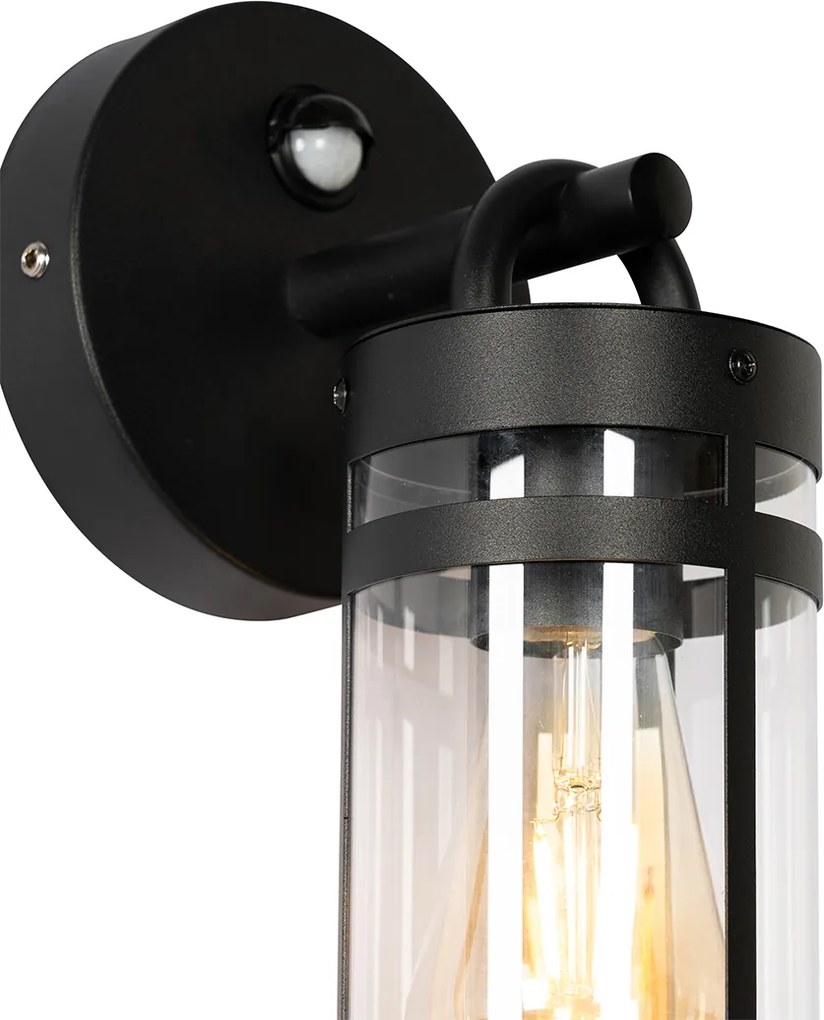 Kültéri fali lámpa fekete IP44 mozgásérzékelővel - Ruben