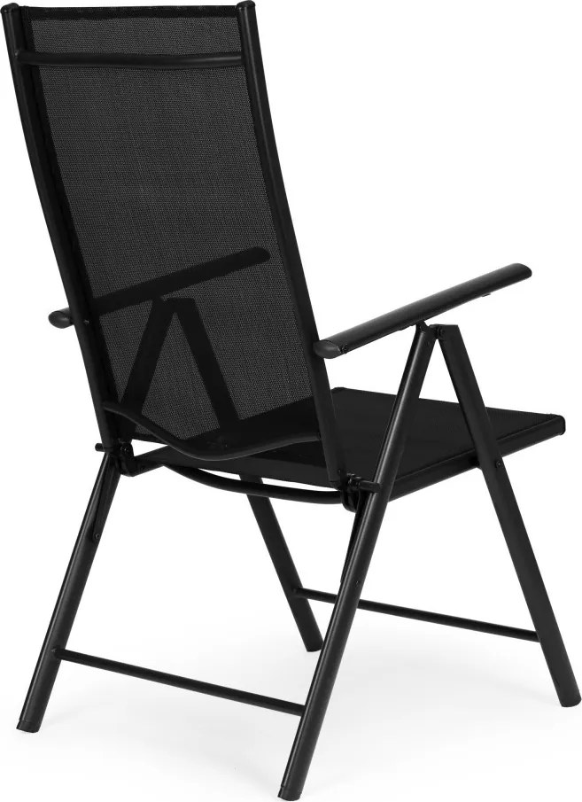Kerti szék, MultiGarden WR1652-4, fekete, 70 x 57 x 106 cm, állítható háttámla (7 fokozat), összecsukható, acél keret, textil, 100 kg teherbírás, 4 db-os szett