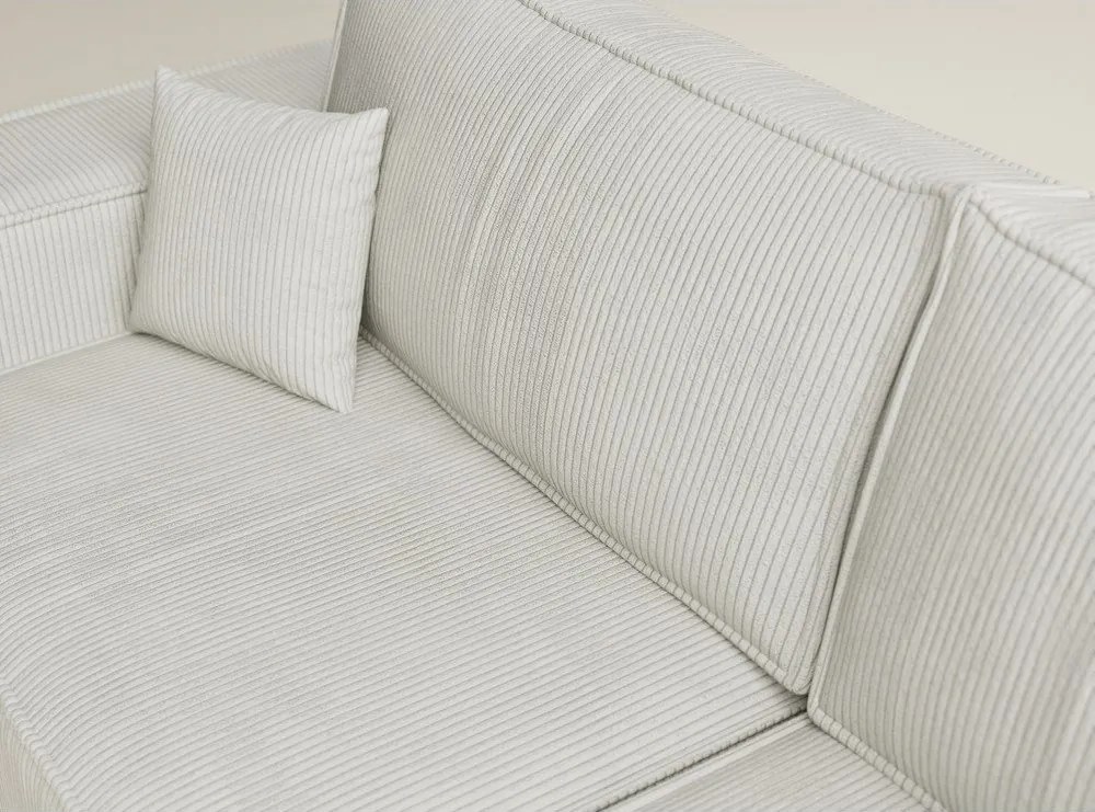 Krémszínű kordbársony kinyitható-tárolóhelyes sarokkanapé (jobb oldali-L alakú) Tonga – Maison de Rêve