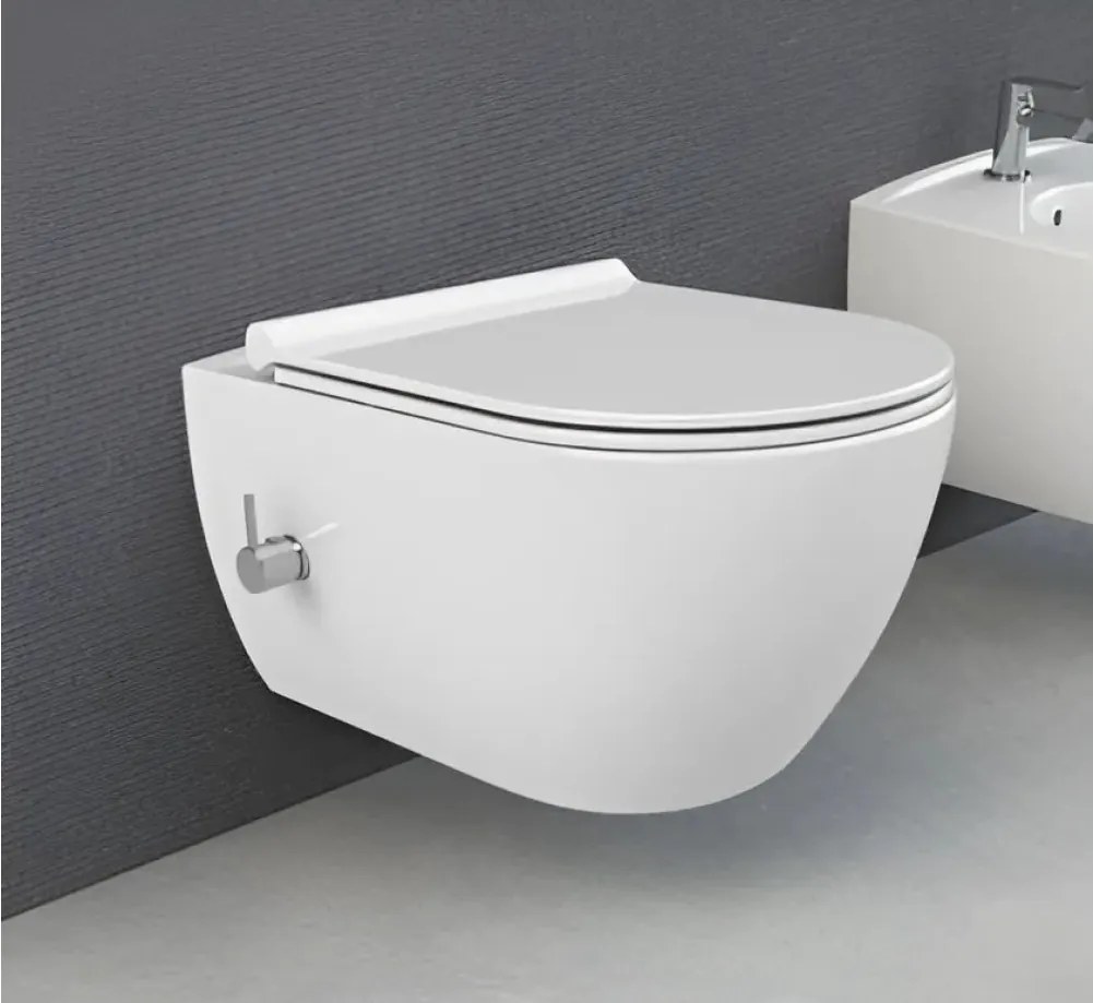 CeraStyle CITY fali WC - BEÉPÍTETT bidé funkcióval - rimless - perem nélküli - 53 cm
