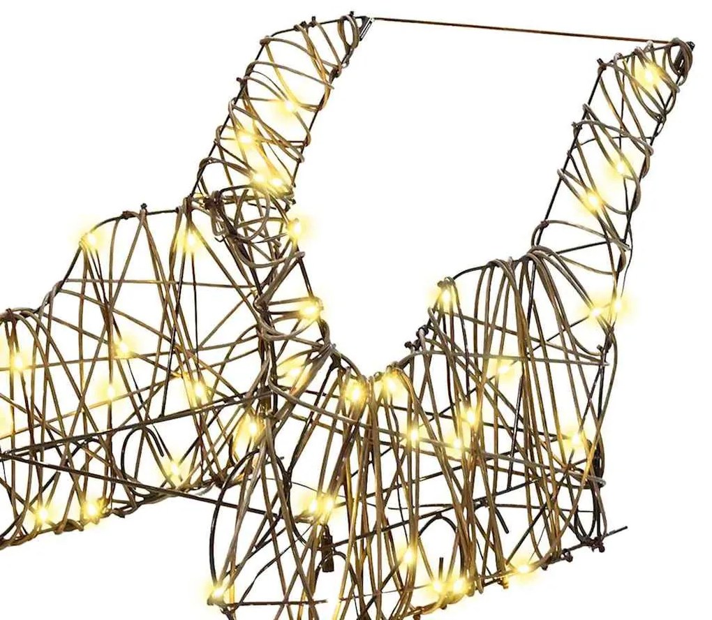 Rénszarvas húzta szán Meleg fehér 52.5 x 28 x 32.5 cm Rattan