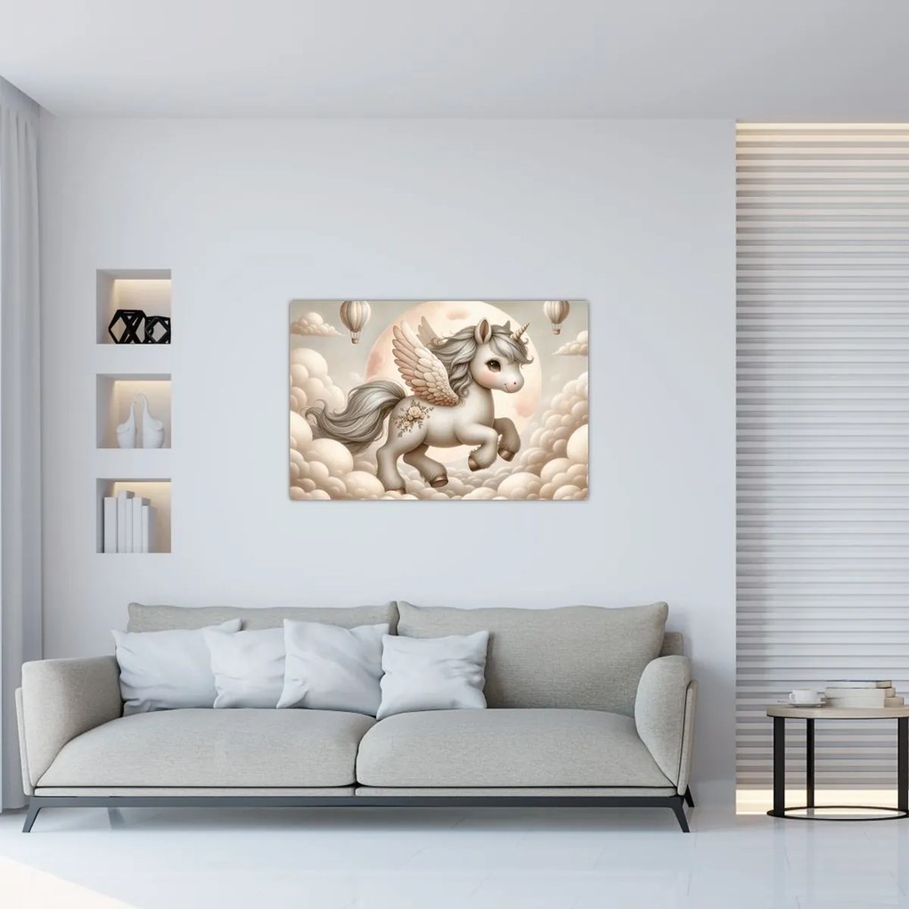 Kép - Egyszarvú a felhőkben (90x60 cm)