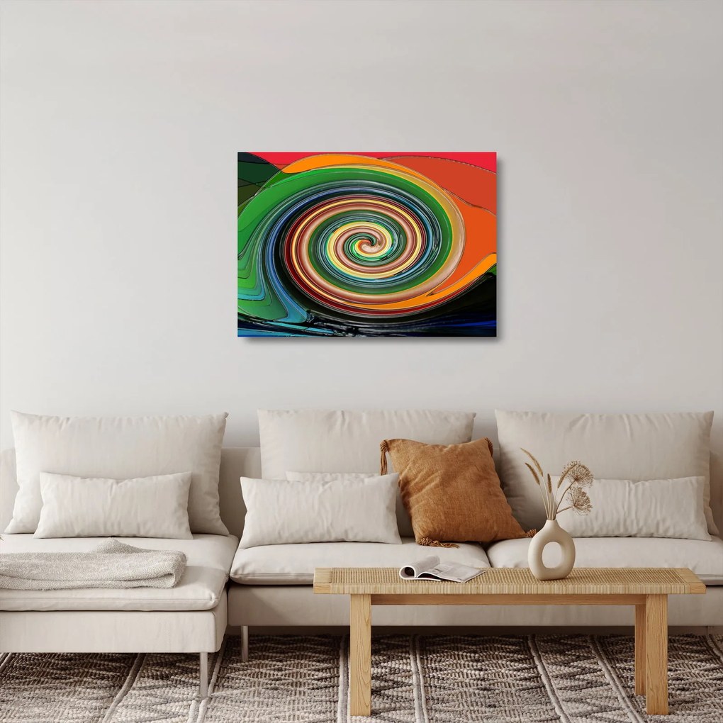 Absztrakt kép - színes spirál (üvegen) (70x50 cm)