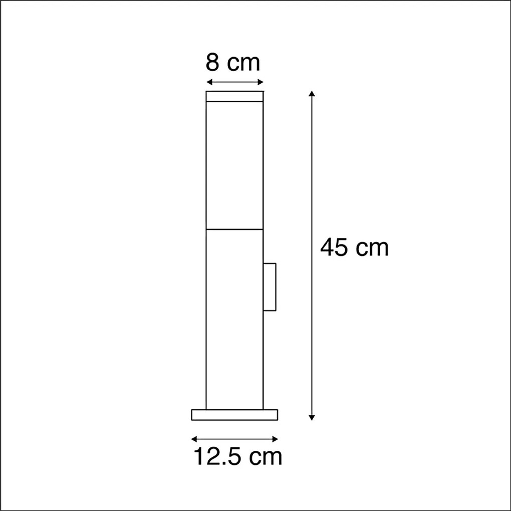 Kültéri lámpa acélból, foglalattal IP44 - Malios talpnyúlvánnyal és kábelátvezetéssel