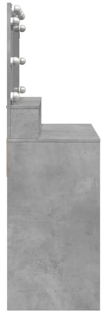 betonszürke fésülködőasztal LED-del 80 x 41 x 134,5 cm