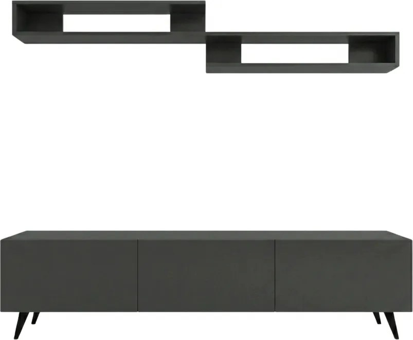 TV állvány MIYA 150 cm fali polccal, antracit színű