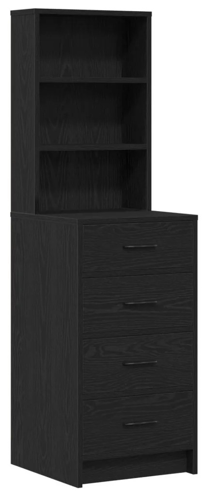 vidaXL Öltözködőasztal fiókkal 3 pcs Fekete 40 x 41 x 135 cm Faanyag