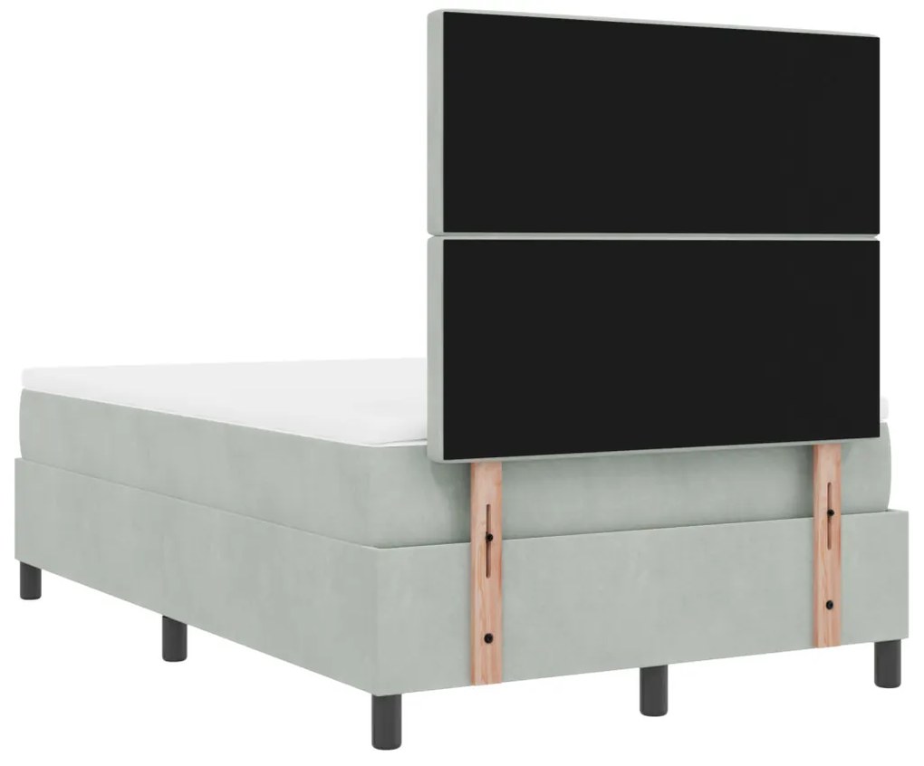 Boxspring Ágy Matrac Sötétszürke Kis Dupla Bársony