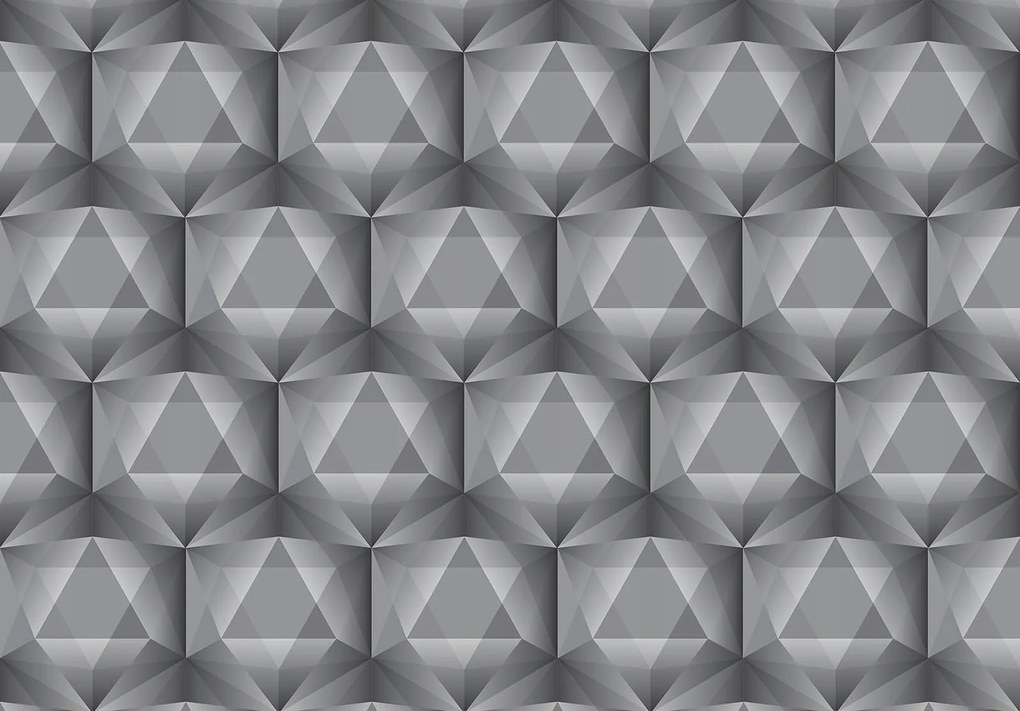 Fotótapéta flizelina Geometrikus kristályok 3D szürke piramisok 350x250 +ragasztó