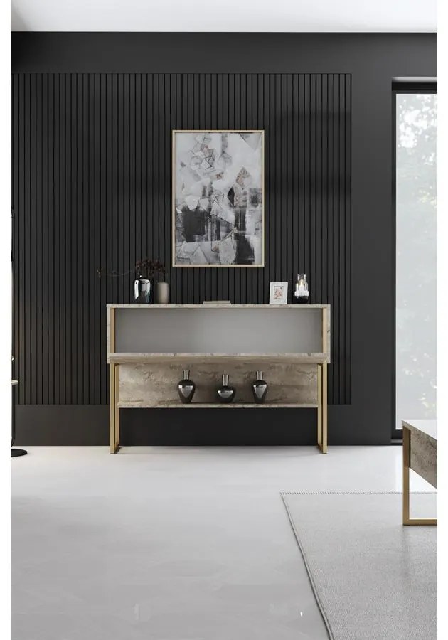 Komód Luxe - Travertine, Gold