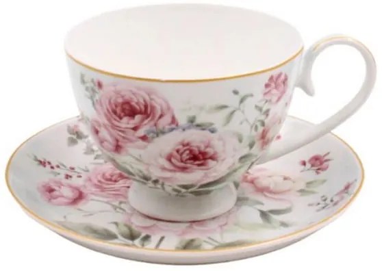 Rêve de Rose Rózsás porcelán csésze aljjal 250 ml - díszdobozos