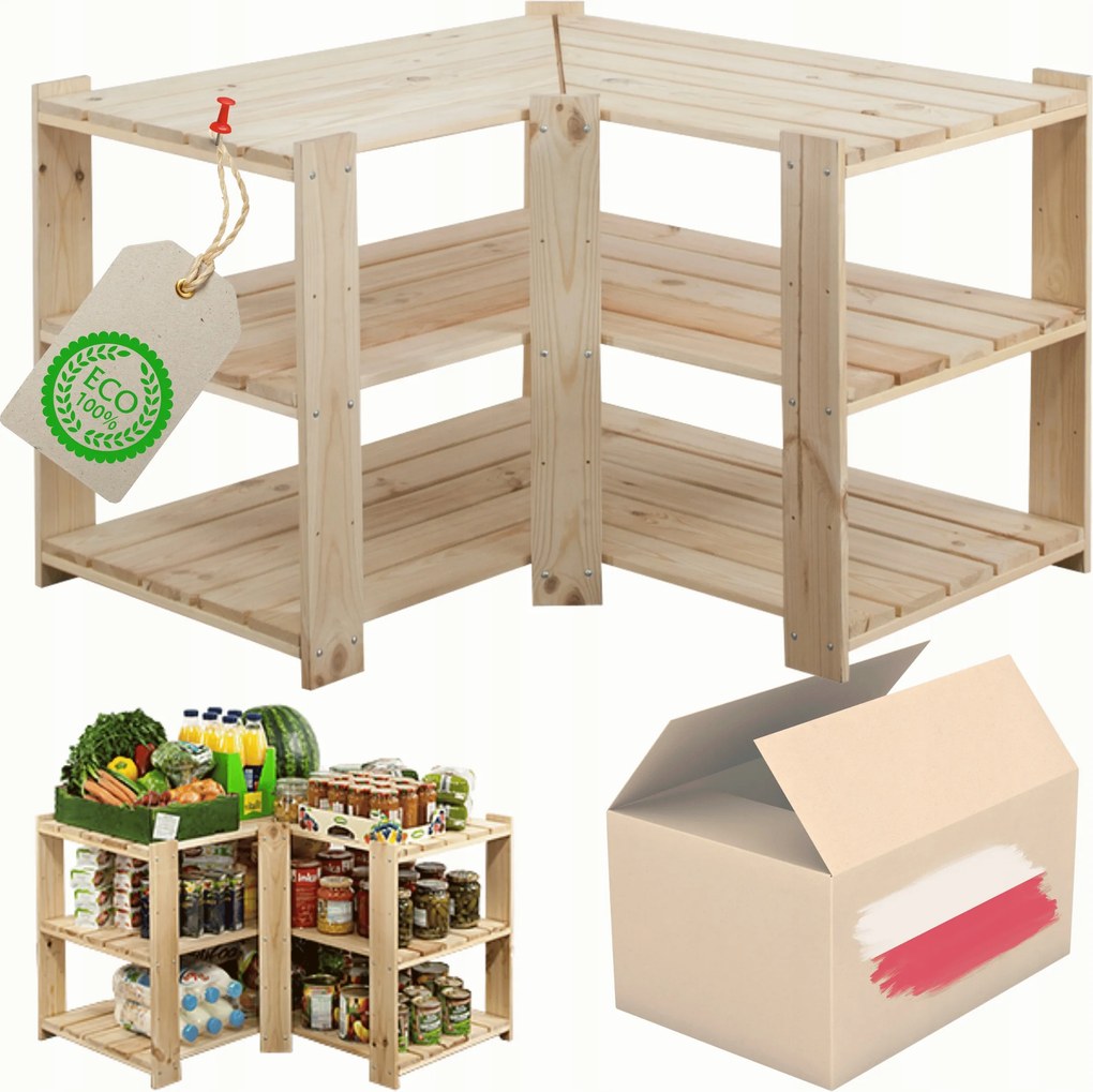 Könyvespolc játékpolc fa könyvespolc kamra 64cm Sarok