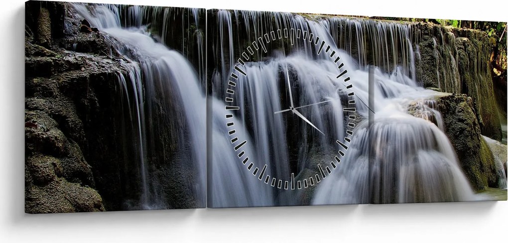 Kép - Vízesések kaszkádjai (órával) (90x30 cm)