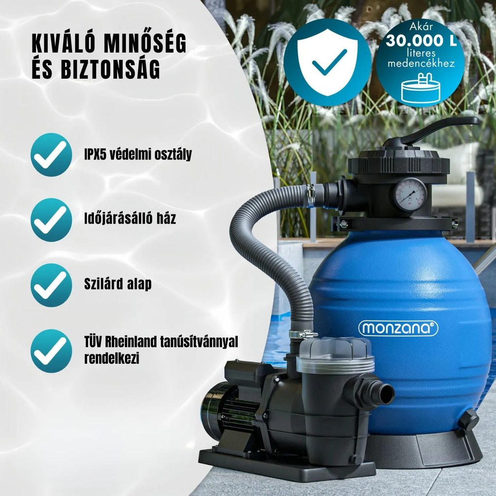 AQUA homokszűrő medencéhez, 9600 l/h, kék Monzana