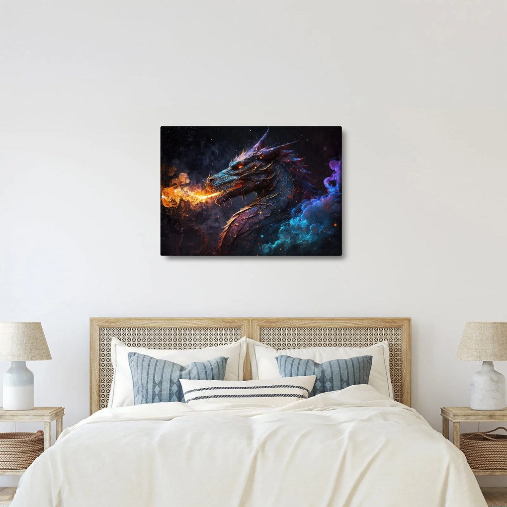 Kép - Lángokat köpködő sárkány (70x50 cm)