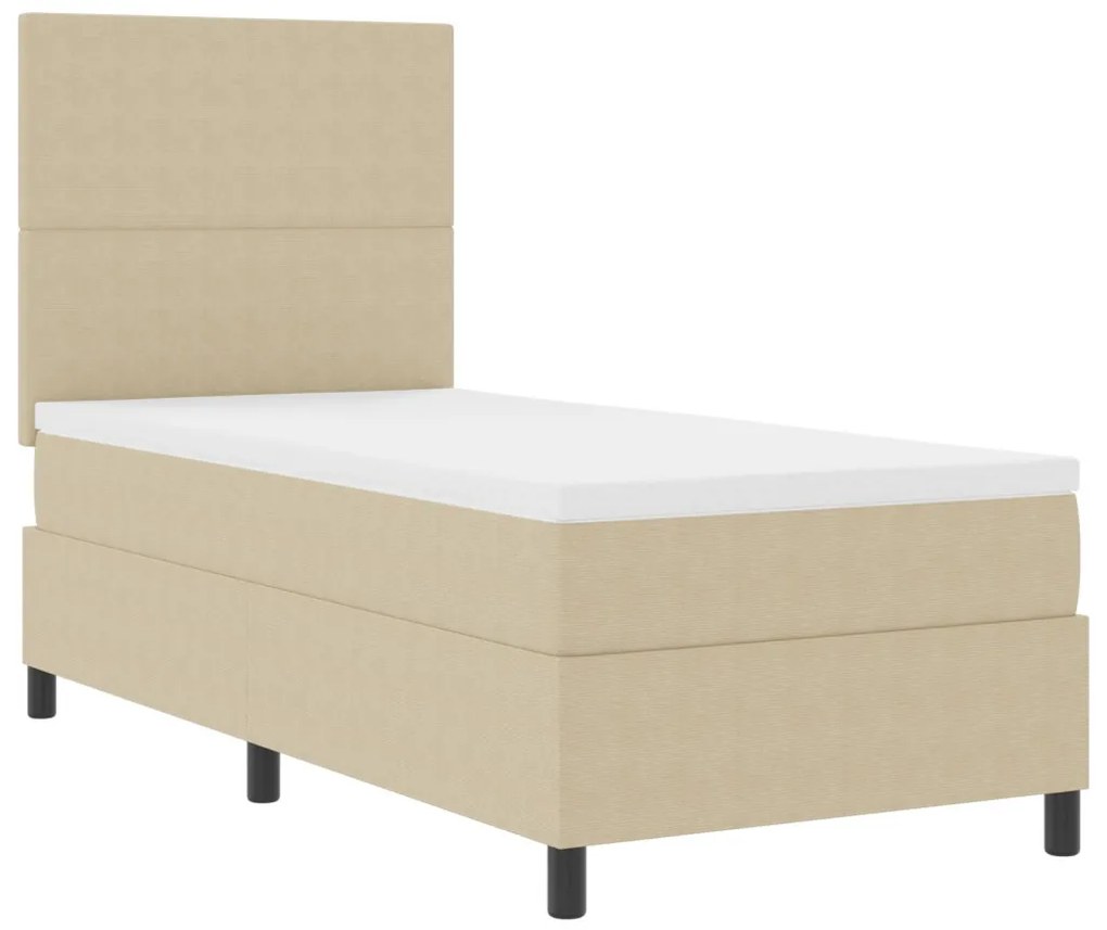 Box Spring Ágy Matrac Középszürke Egyszemélyes Kordbársony Anyag