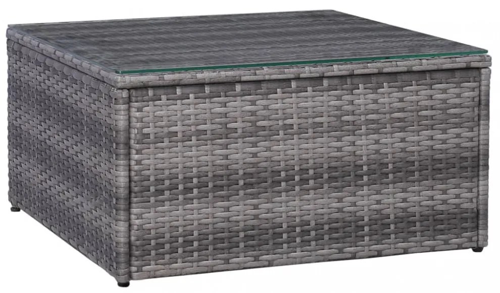 7-részes szürke polyrattan kerti bútorszett párnákkal