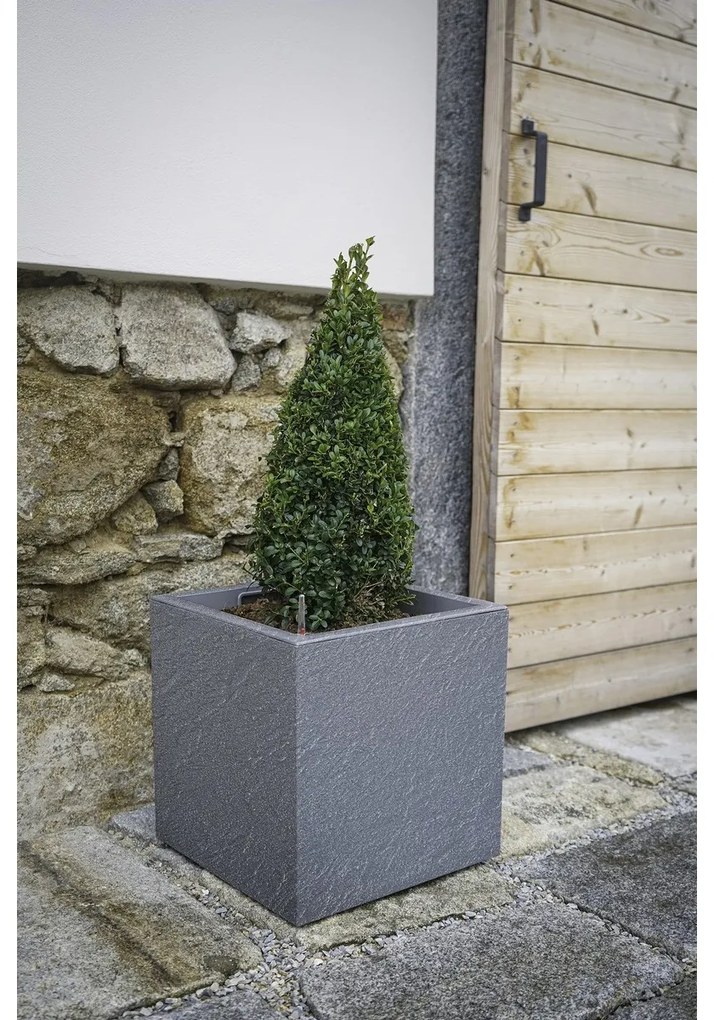 Flower Lover Cubico Stone önöntöző virágtartó, szürke, 27 cm, 27 cm