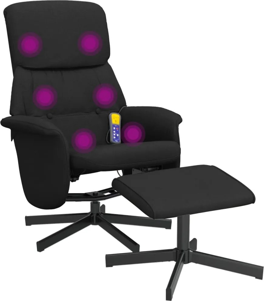 vidaXL fekete szövet dönthető masszázsfotel lábtartóval