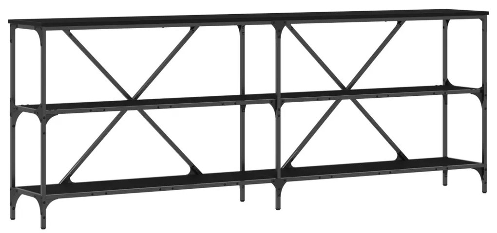 Kisegítő Asztal Fekete Tölgy 200x30x75 cm Mérnöki Fa és Acél