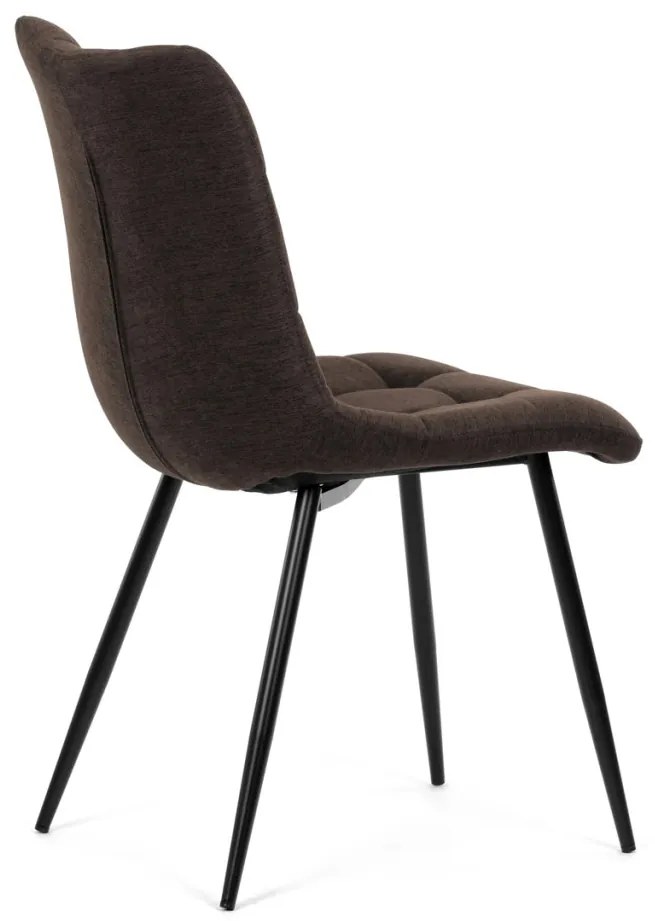 Scaun de sufragerie, material maro, picioare metalice negre