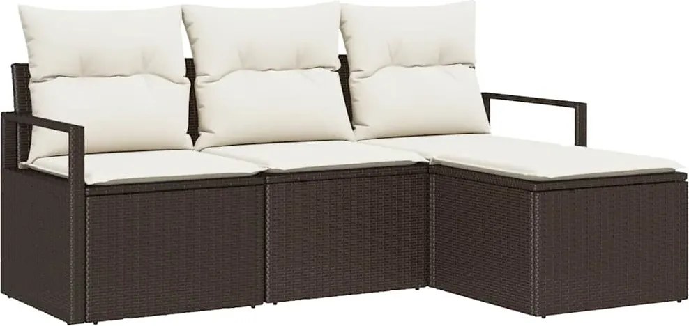 vidaXL Kanapé Szett 4 pcs Barna polirattan