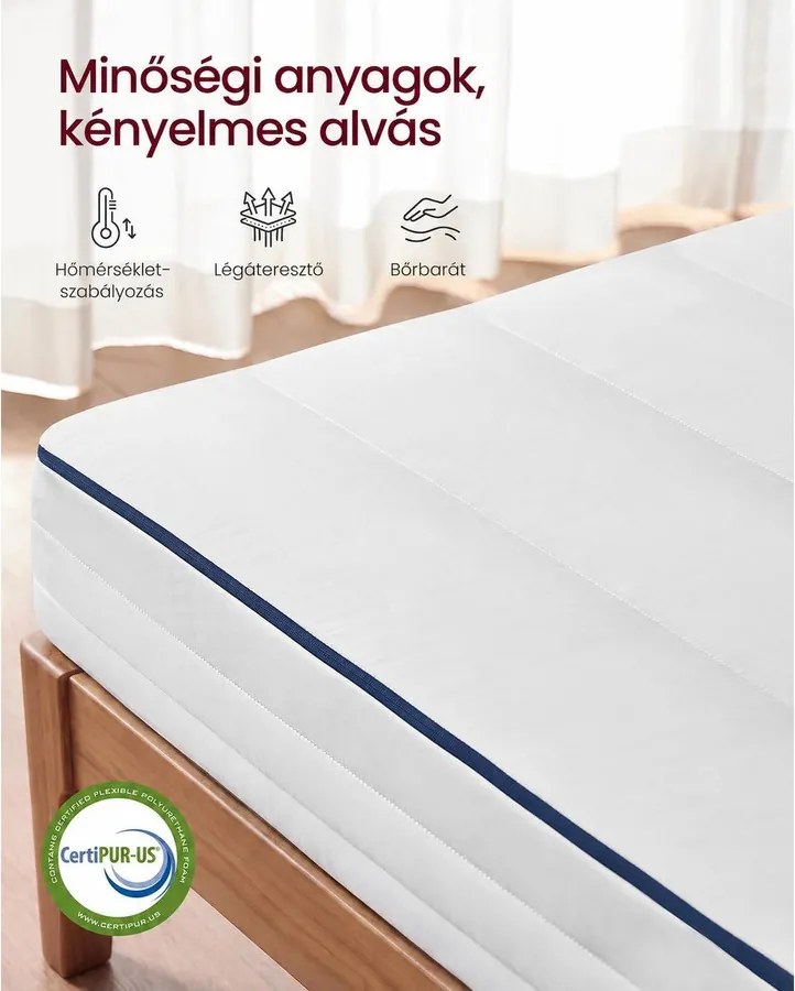 Memóriahabos matrac 90 × 200 cm, 16 cm, H3, 7 zónás – VASAGLE