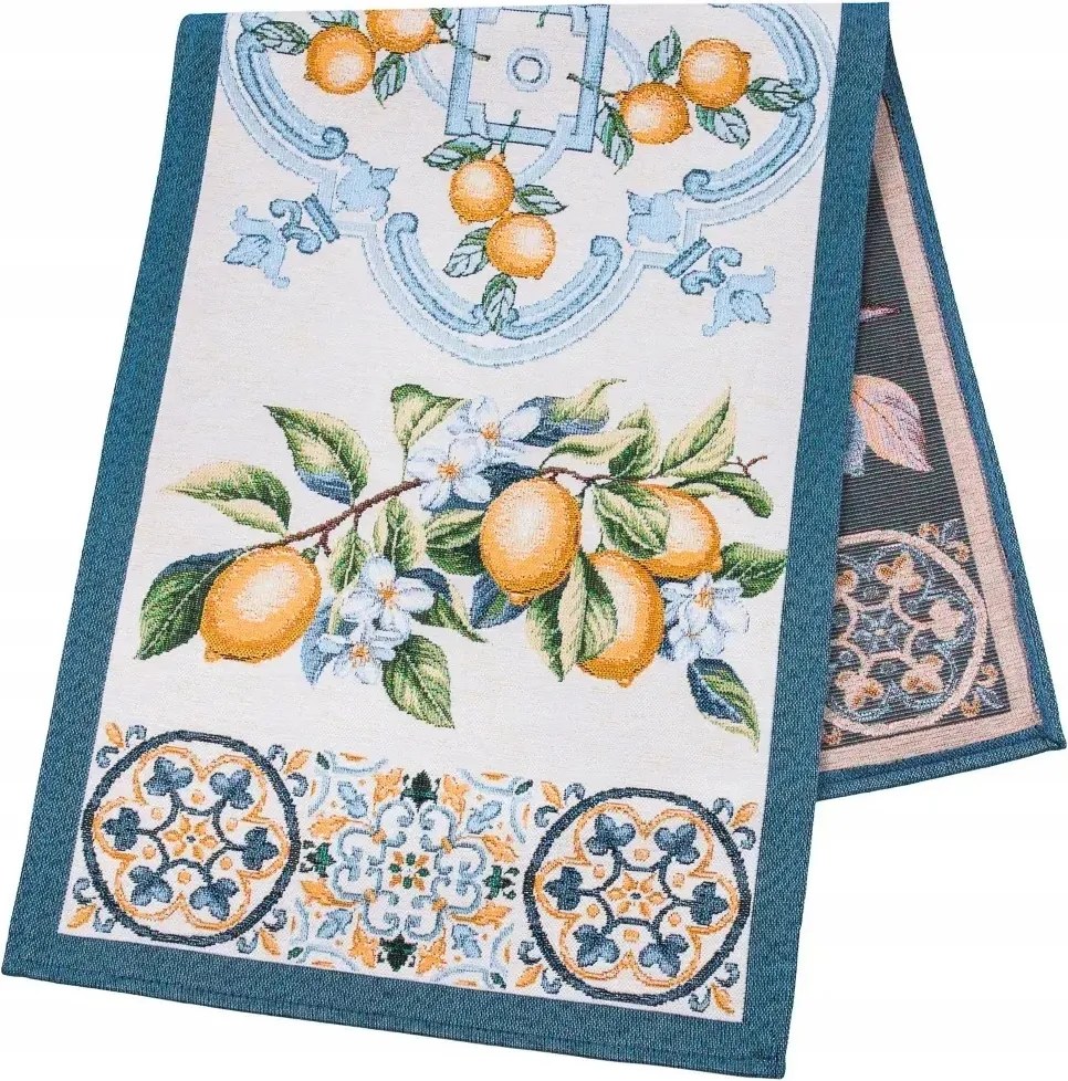 Futópad 45 x 140 cm kék kiegészítők citrom nyári mintás asztal komód