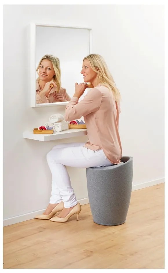 Linen Look világosszürke szennyestartó kosár és ülőke egyben, 20 l - Wenko