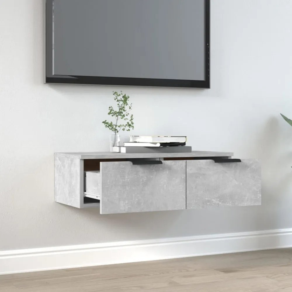 betonszürke szerelt fa faliszekrény 68 x 30 x 20 cm