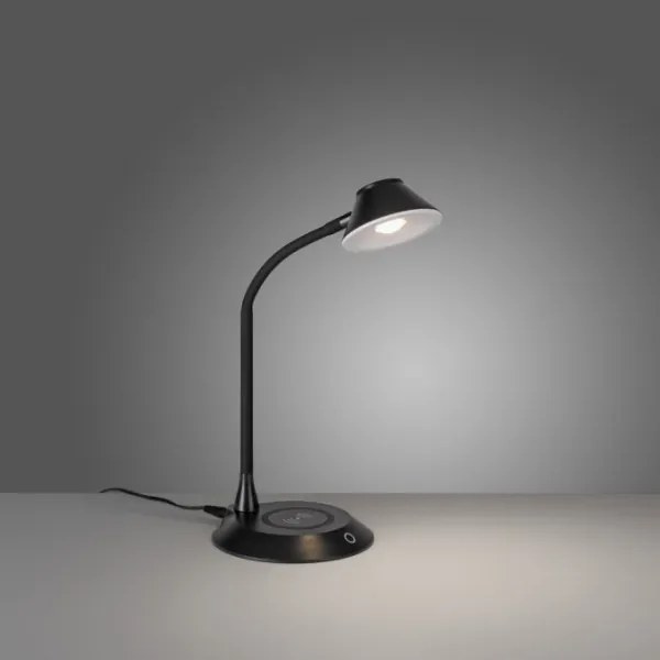 JUST LIGHT. 14414-18-LED Dimmelhető asztali lámpa beépített töltővel PUCKI LED/4,5W/230V fekete