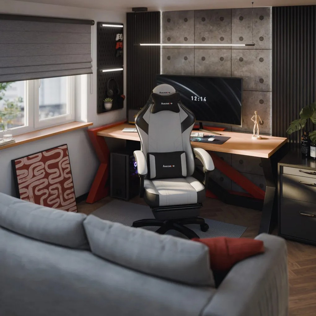 Gamer szék space 3.7 lábtartóval szürke