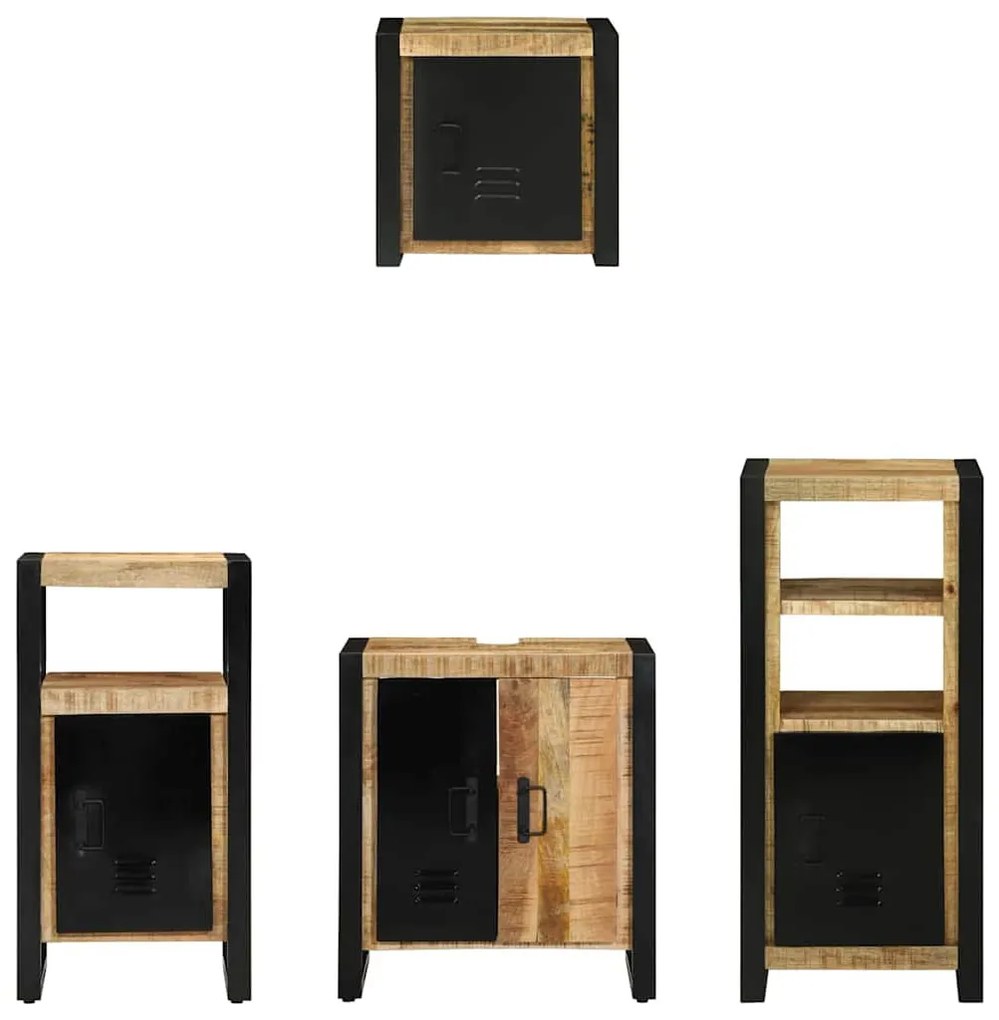 Fürdőszoba bútor szett polcokkal 4 pcs Barna Tömör Mangófát