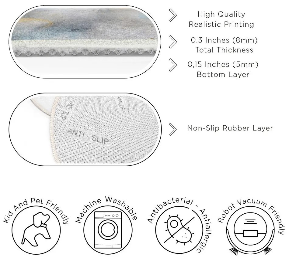 Kék-szürke mosható kerek szőnyeg ø 80 cm Golden Lilly – Mila Home