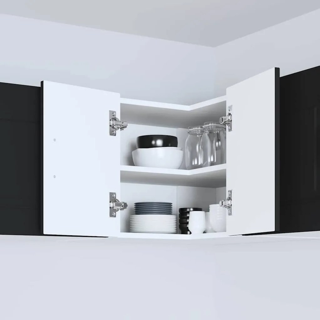 Fali konyhaszekrény polcokkal Fekete 57 x 57 x 40 cm Faanyag